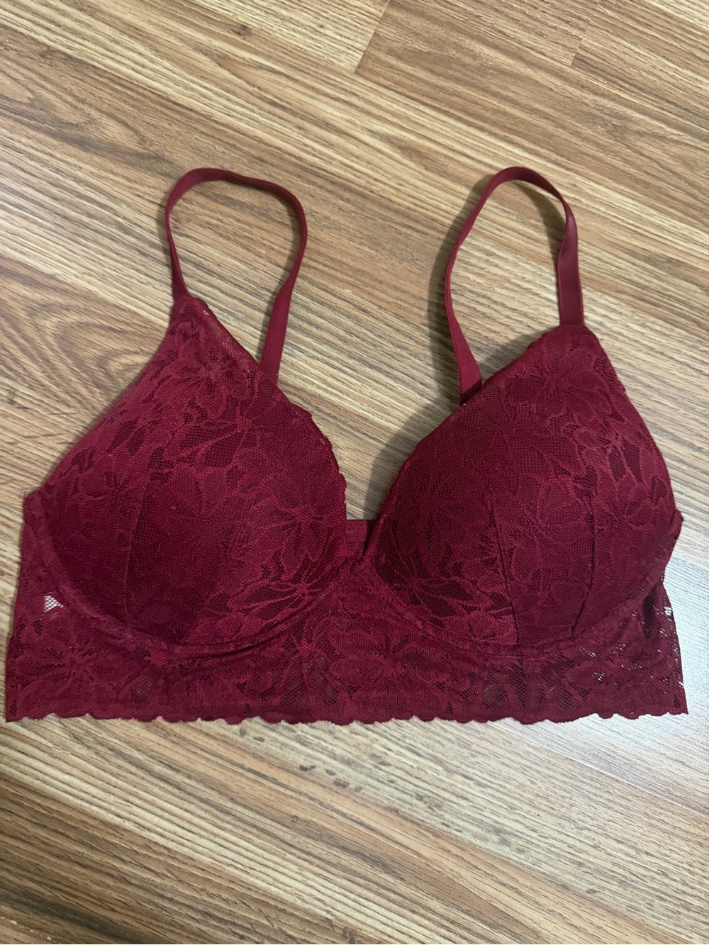 PINK Victoria's Secret Lace Push-Up Bralette in wine